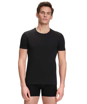 Black Falke 2-Pack T-Shirt Round-neck Daily Comfort Men Short Sleeve Shirts | 274-PAZDUH