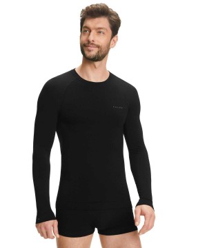 Black Falke Long sleeve shirt Wool-Tech Light Men Long Sleeve T-Shirts | 103-GEHQBC