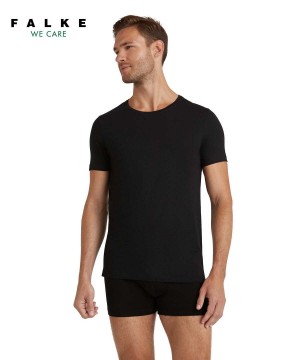 Black Falke T-Shirt Round-neck Daily Natural Men Short Sleeve Shirts | 394-CGUSLH