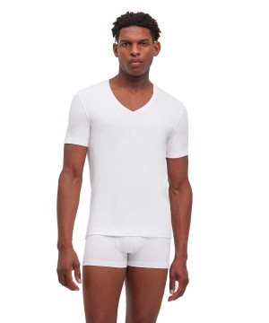 White Falke 2-Pack T-Shirt V-neck Daily Comfort Men Short Sleeve Shirts | 546-AKSTIY