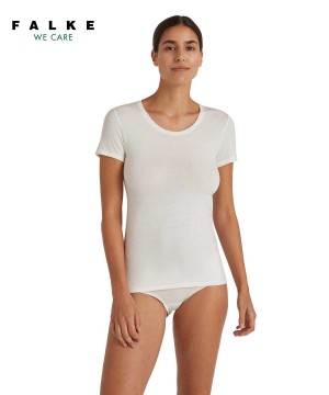 White Falke T-Shirt Round-neck Daily ClimaWool Women Shirts | 430-LRVSBH