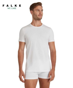 White Falke T-Shirt Round-neck Daily Natural Men Short Sleeve Shirts | 146-HNCDVP