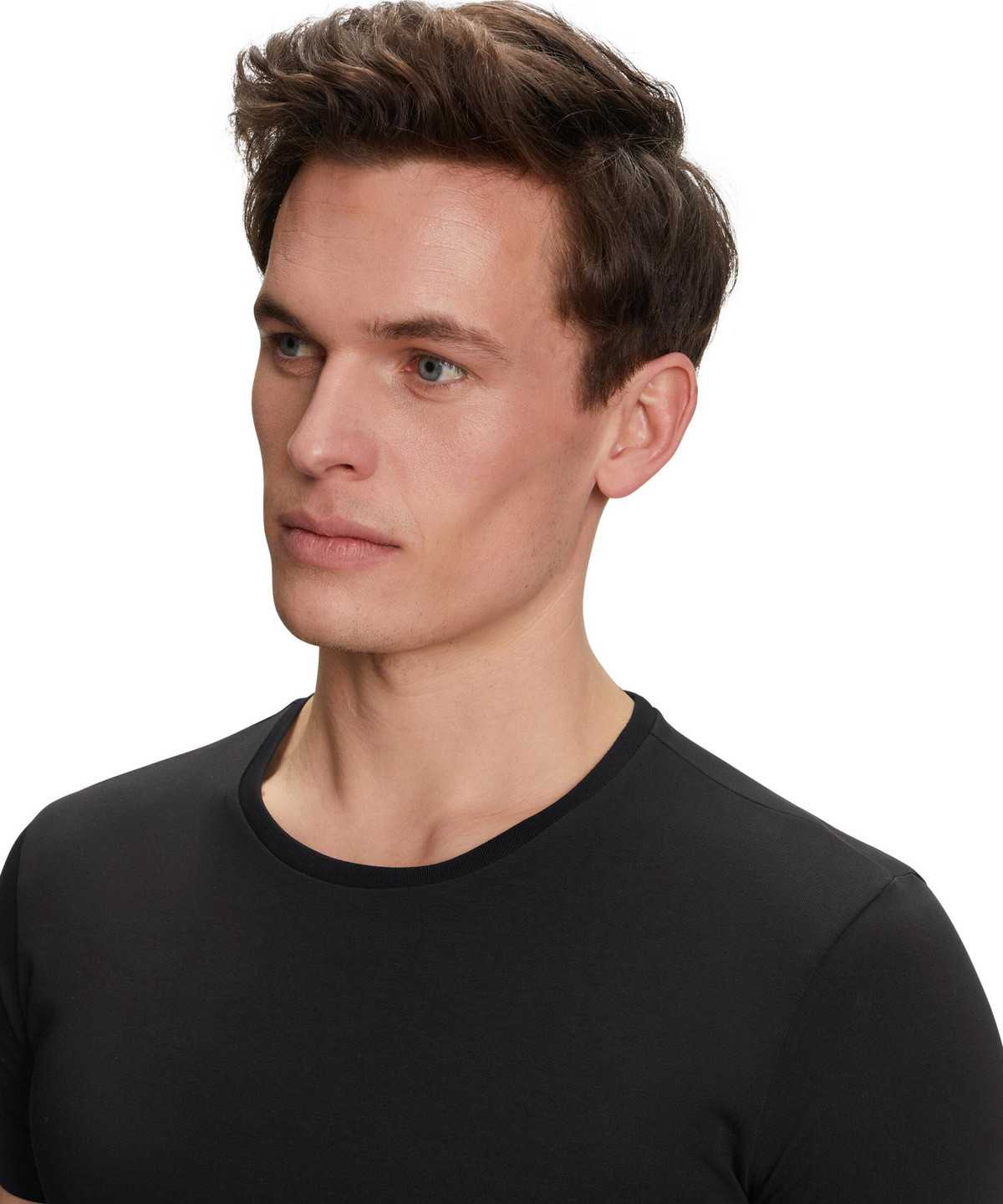 Black Falke 2-Pack T-Shirt Round-neck Daily Comfort Men Short Sleeve Shirts | 274-PAZDUH