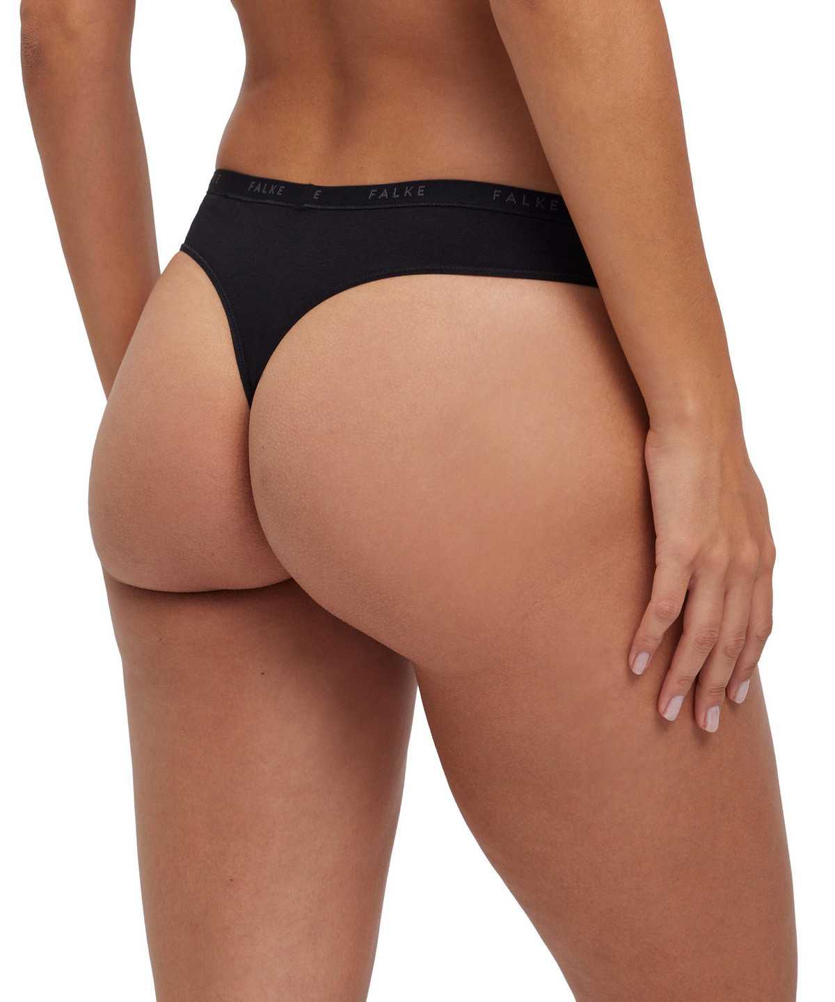 Black Falke 2-Pack Thong Daily Comfort Women Panties & Slips | 576-QJAKYE