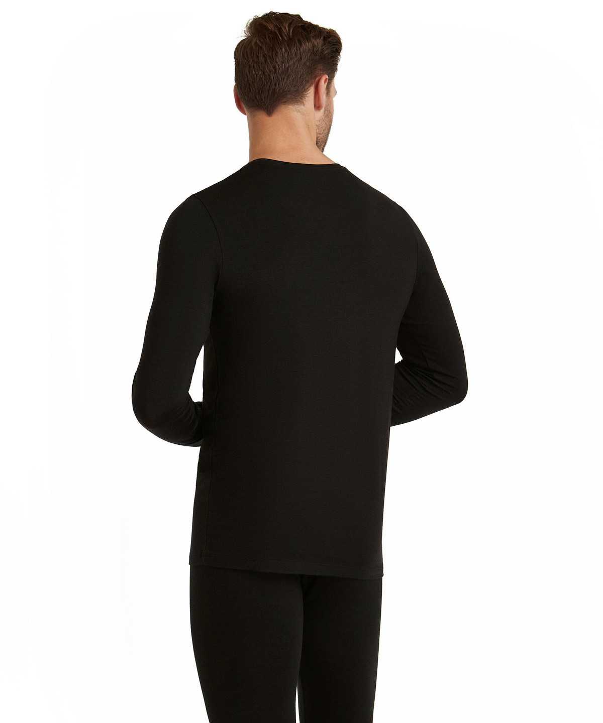 Black Falke Long sleeve shirt Round-neck Daily ClimaWool Men Long Sleeve T-Shirts | 603-JDERXN