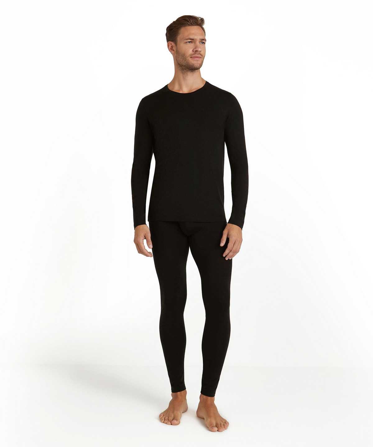 Black Falke Long sleeve shirt Round-neck Daily ClimaWool Men Long Sleeve T-Shirts | 603-JDERXN