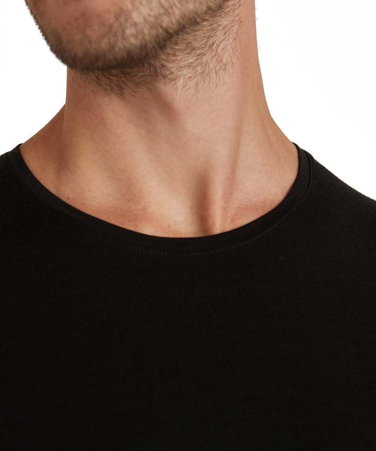 Black Falke T-Shirt Round-neck Daily ClimaWool Men Short Sleeve Shirts | 680-KEFLTZ