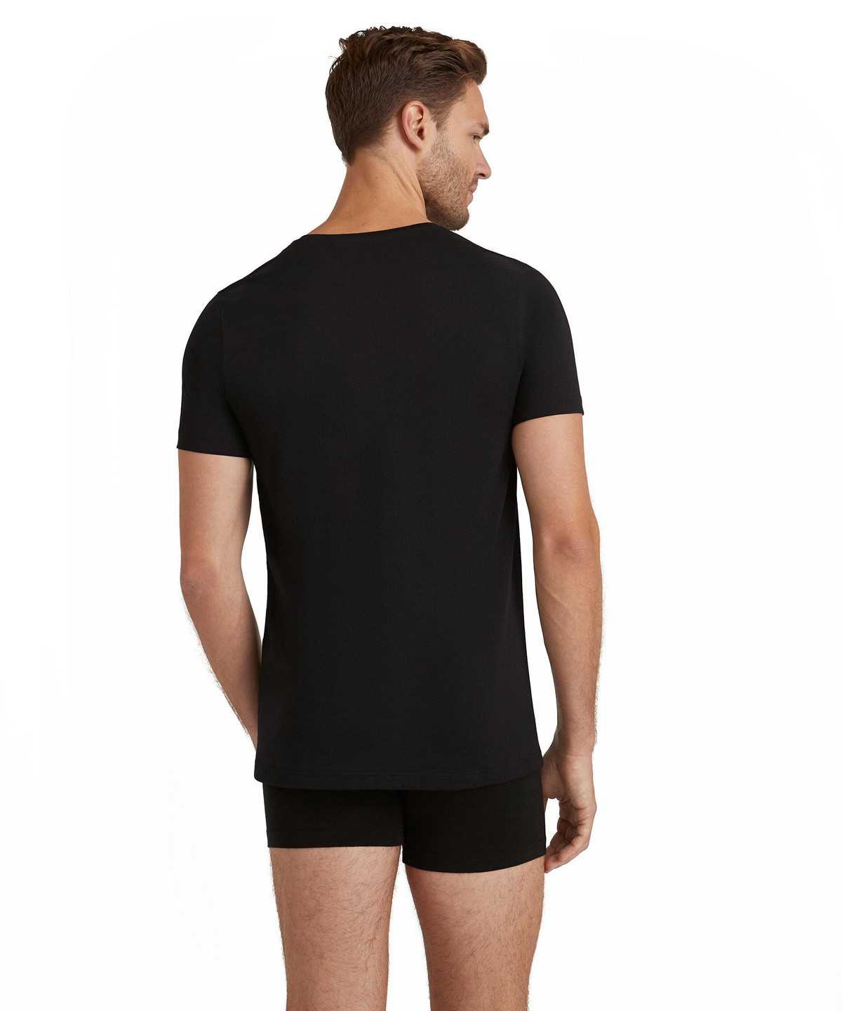 Black Falke T-Shirt Round-neck Daily Natural Men Short Sleeve Shirts | 394-CGUSLH