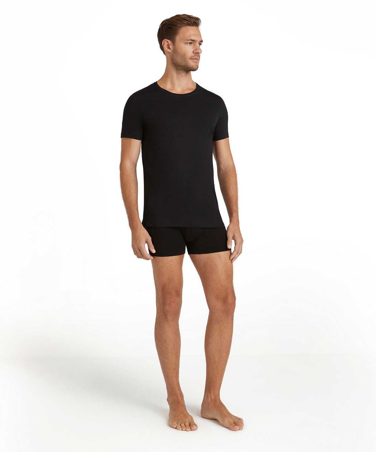 Black Falke T-Shirt Round-neck Daily Natural Men Short Sleeve Shirts | 394-CGUSLH