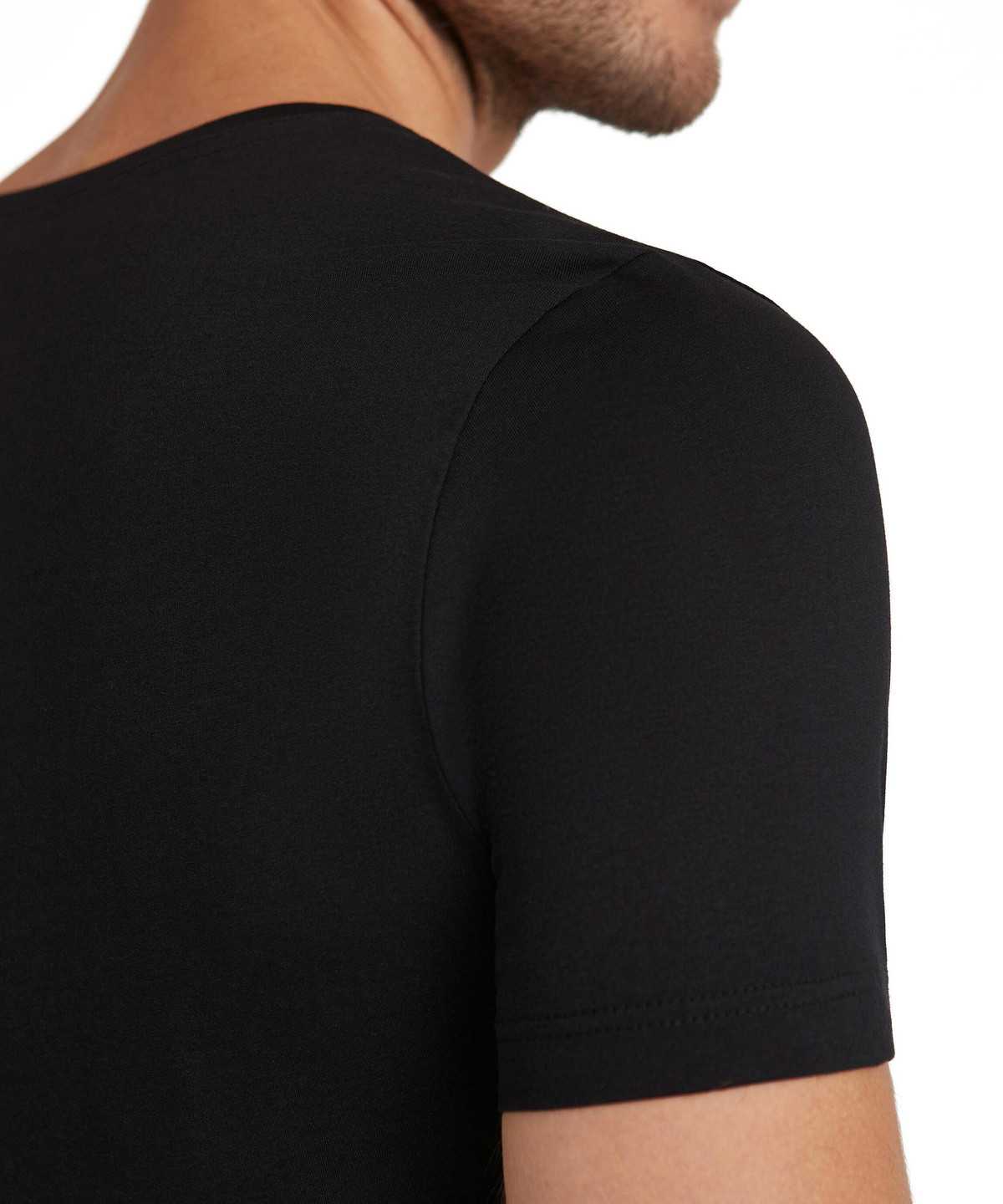 Black Falke T-Shirt Round-neck Daily Natural Men Short Sleeve Shirts | 394-CGUSLH