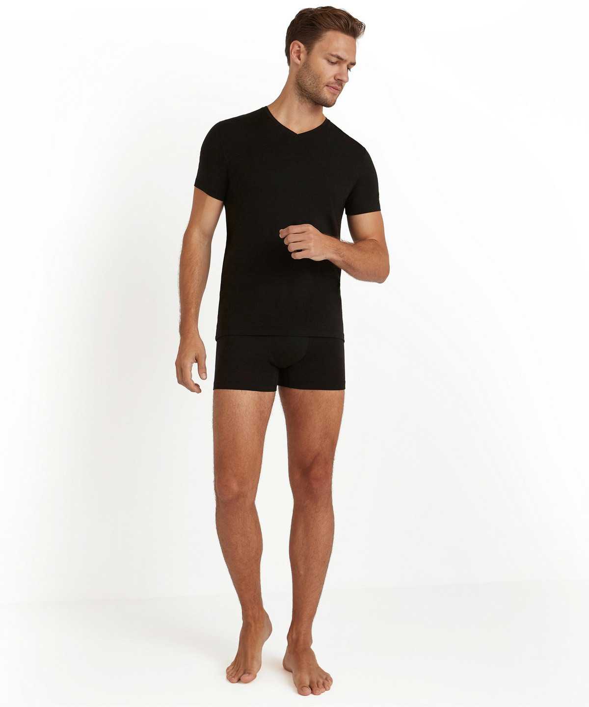 Black Falke T-Shirt V-neck Daily ClimaWool Men Short Sleeve Shirts | 139-BIAEHZ