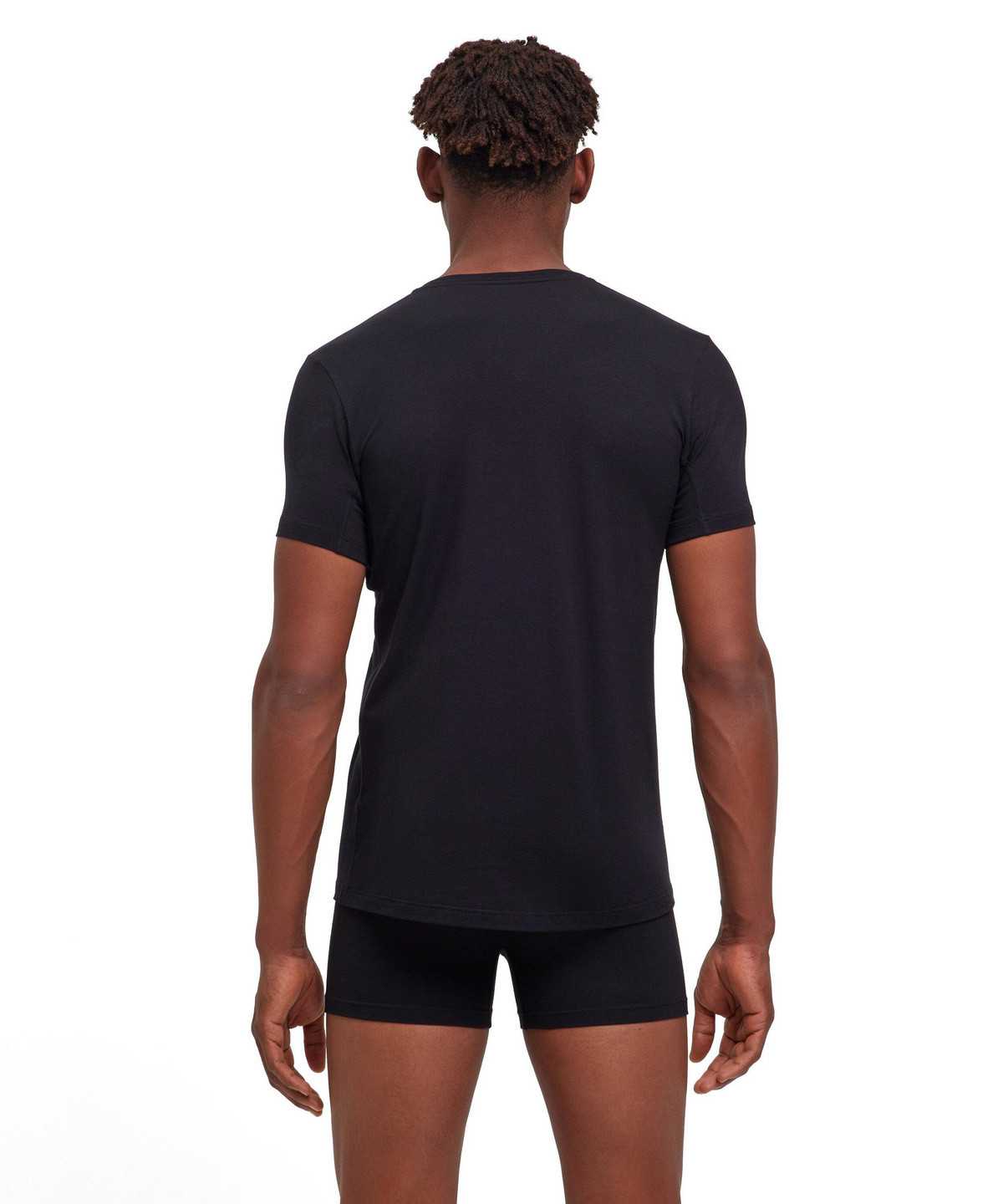 Black Falke T-Shirt V-neck Daily Climate Control Men Short Sleeve Shirts | 685-XLHJCO