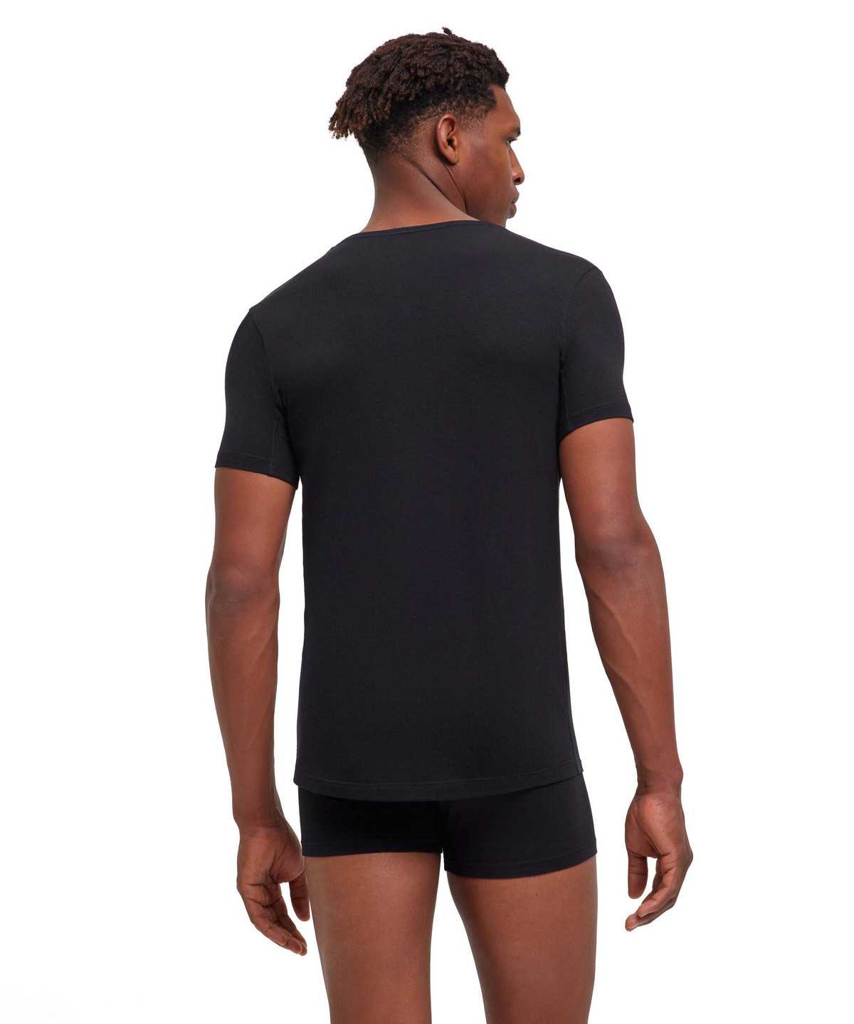 Black Falke T-Shirt V-neck Daily Climate Control Men Short Sleeve Shirts | 279-CKZHWX