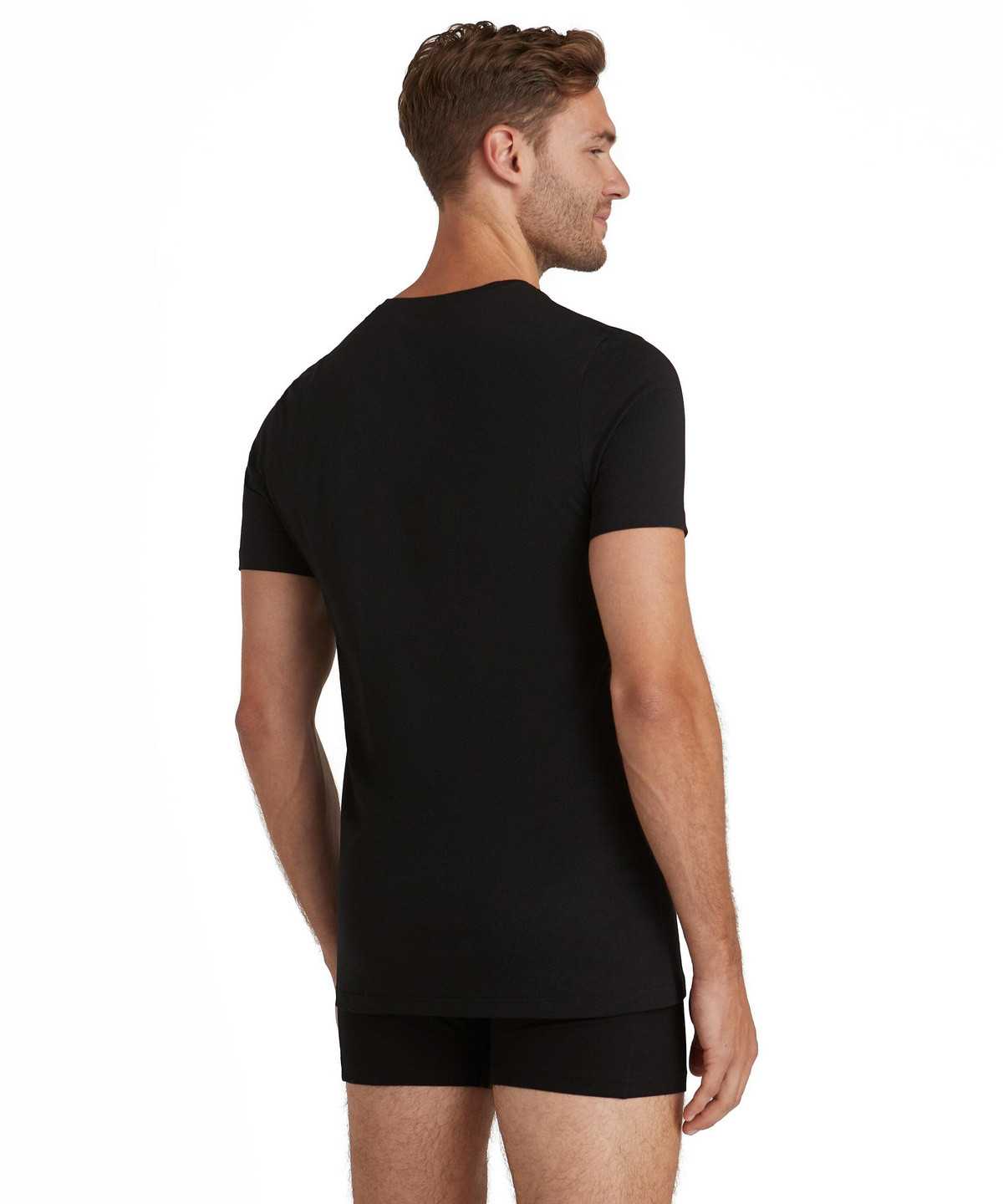 Black Falke T-Shirt V-neck Daily Natural Men Short Sleeve Shirts | 854-QCJBFT