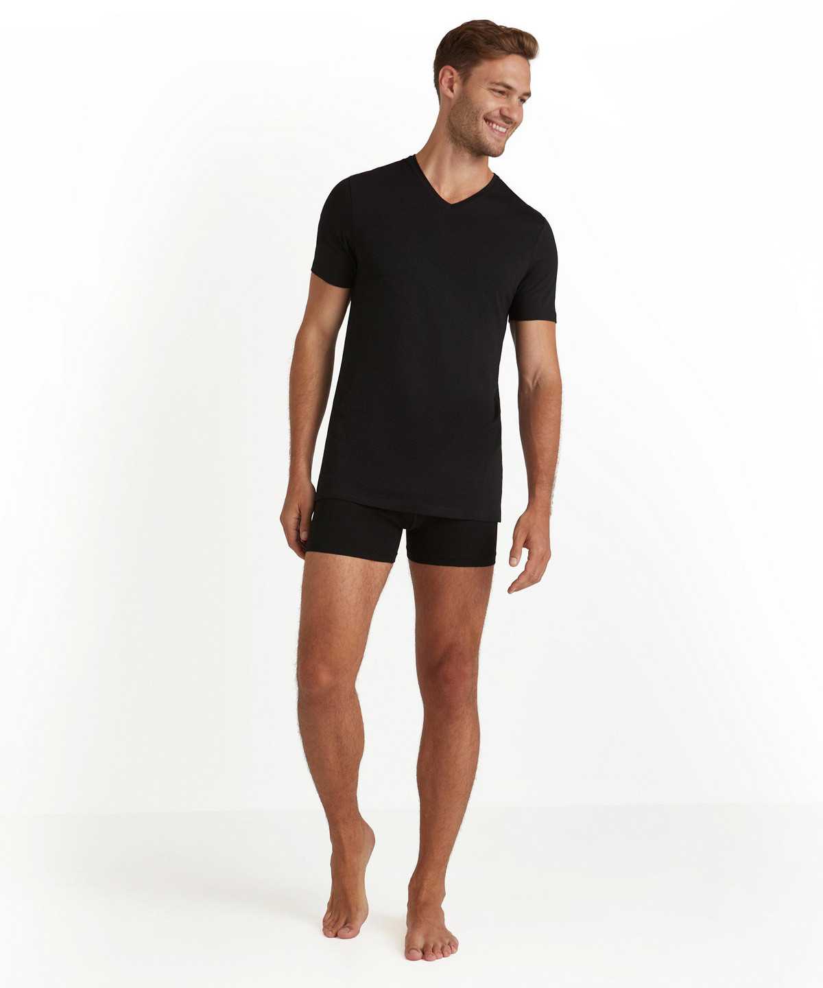 Black Falke T-Shirt V-neck Daily Natural Men Short Sleeve Shirts | 854-QCJBFT