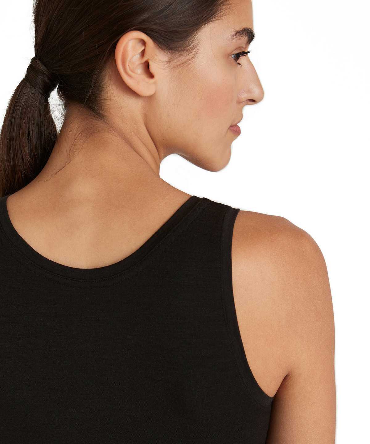 Black Falke Top Round-neck Daily ClimaWool Women Bras & Tops | 382-OPJMZC