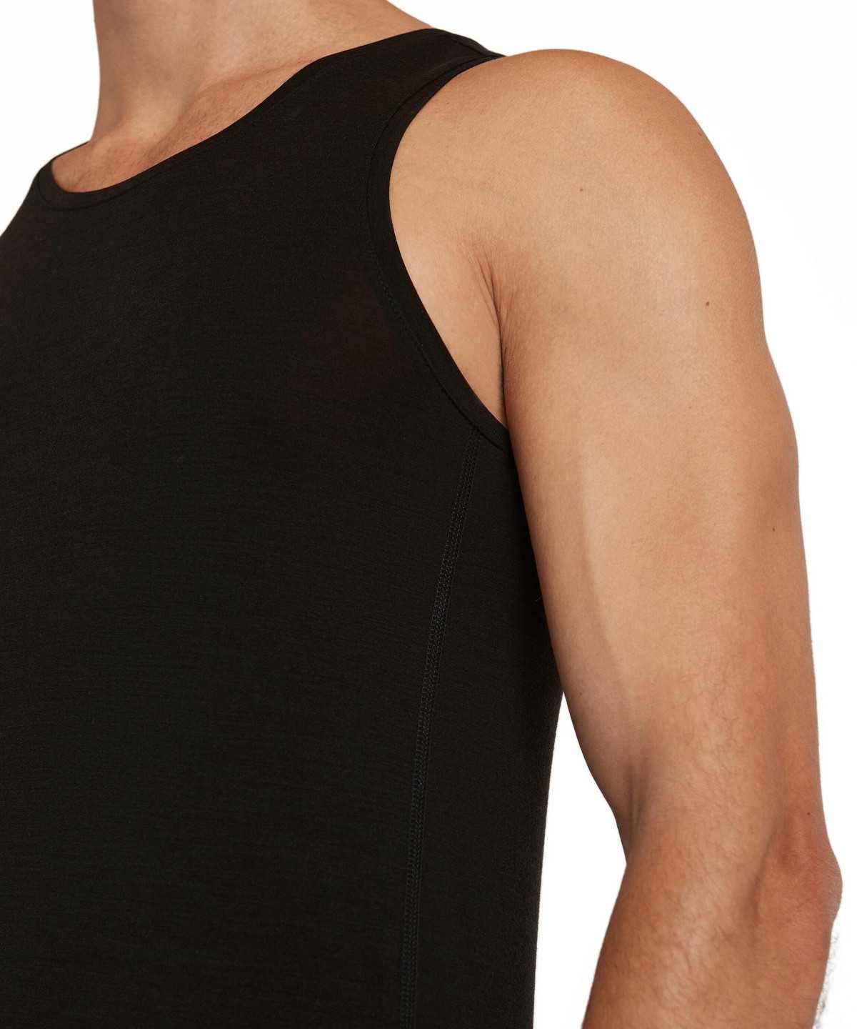 Black Falke Top Round-neck Daily ClimaWool Men Vest | 836-FKUIGV