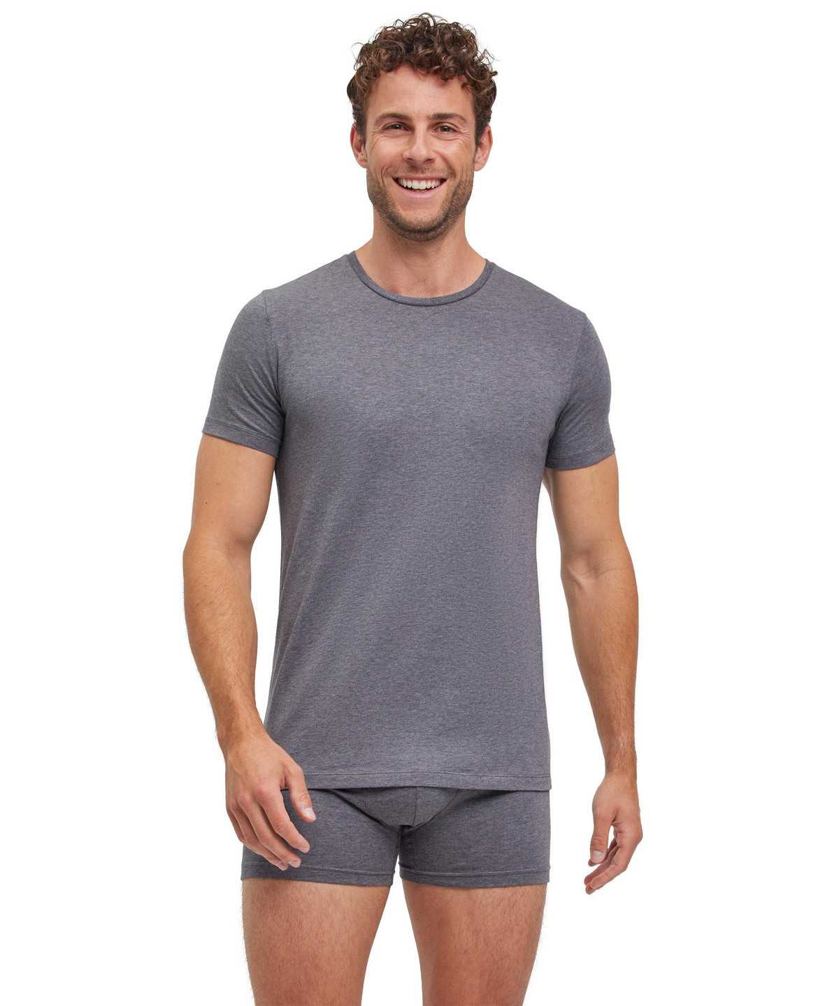 Grey Falke 2-Pack T-Shirt Round-neck Daily Comfort Men Short Sleeve Shirts | 625-XGREIS