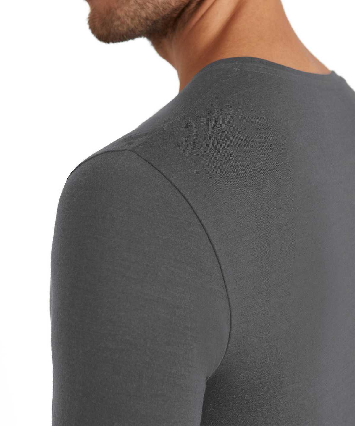 Grey Falke Long sleeve shirt Round-neck Daily ClimaWool Men Long Sleeve T-Shirts | 534-TBWIOA