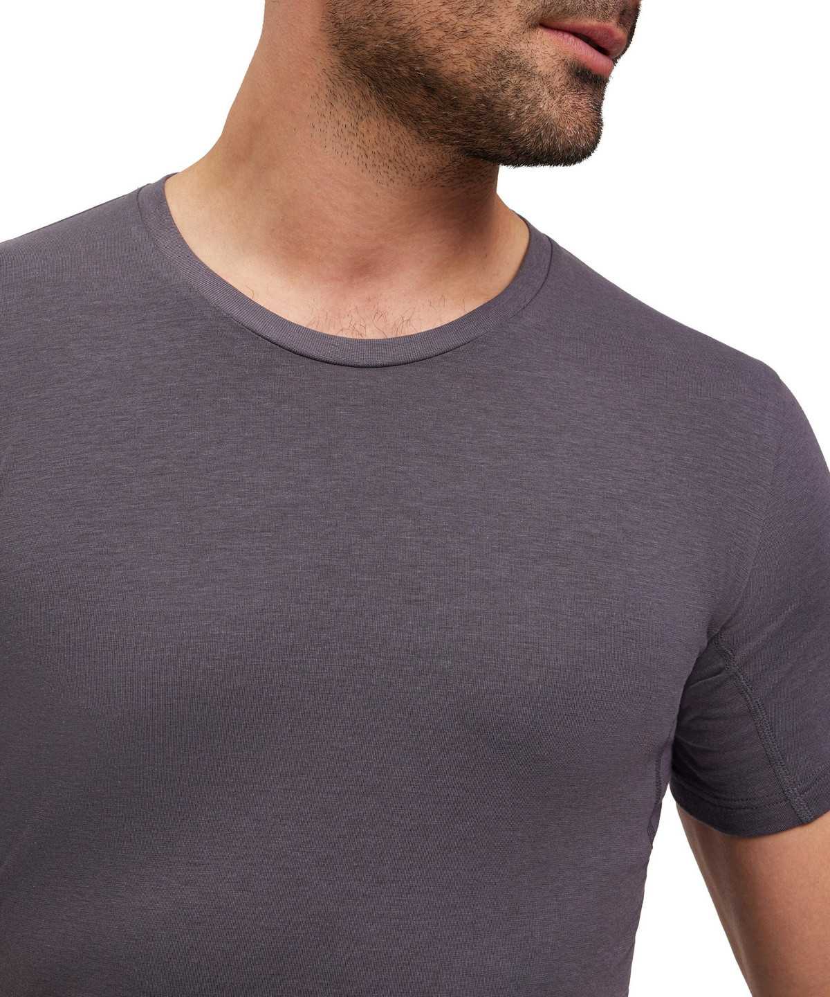 Grey Falke T-Shirt Round-neck Daily Climate Control Men Short Sleeve Shirts | 546-ITHPZJ