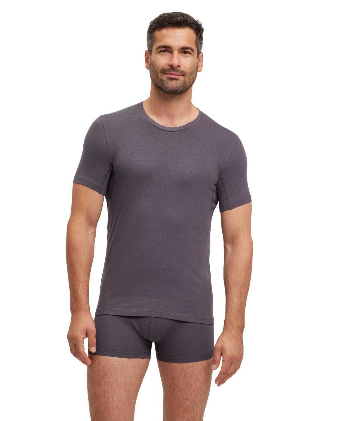 Grey Falke T-Shirt Round-neck Daily Climate Control Men Short Sleeve Shirts | 546-ITHPZJ