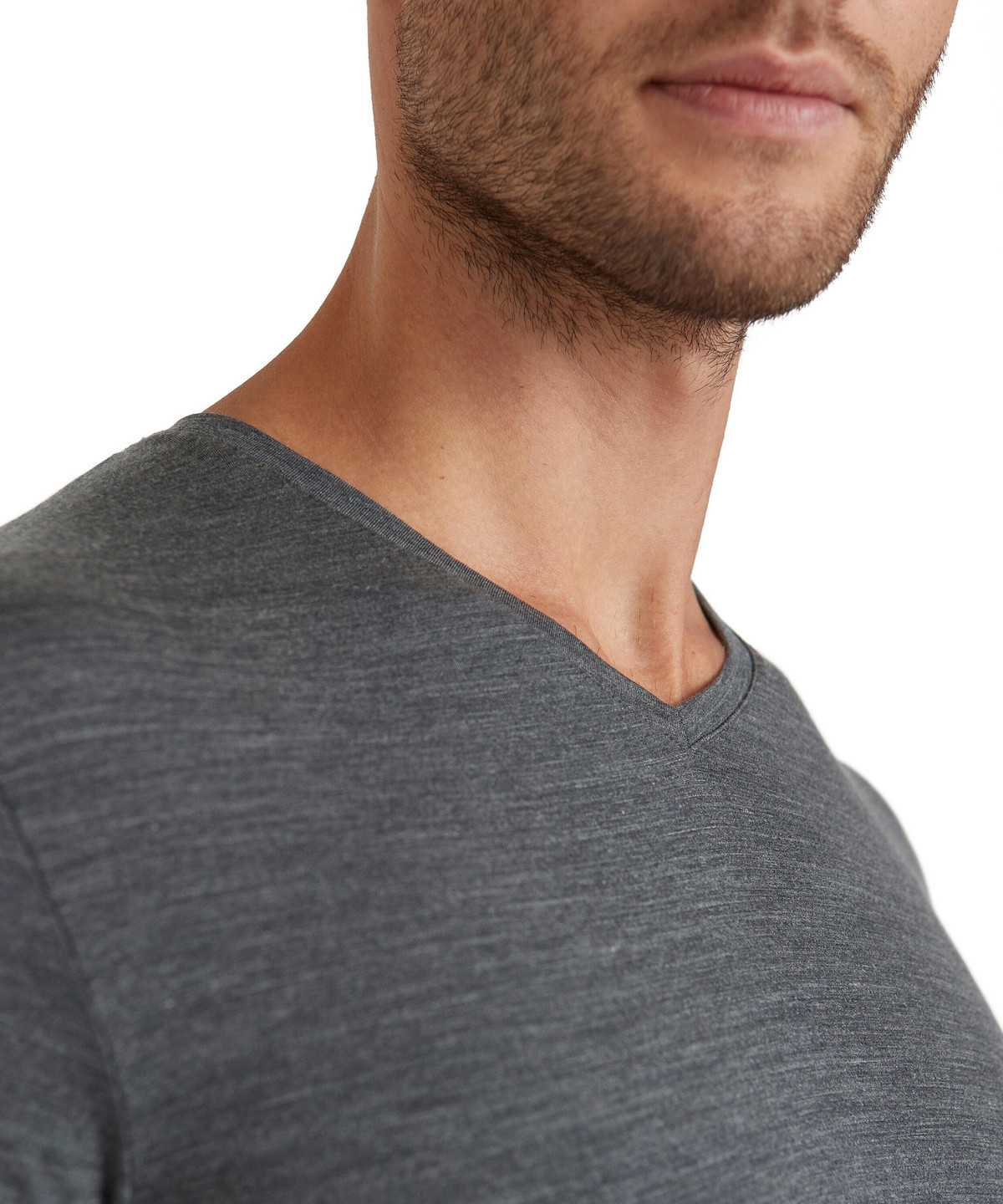 Grey Falke T-Shirt V-neck Daily ClimaWool Men Short Sleeve Shirts | 943-KZCLAM