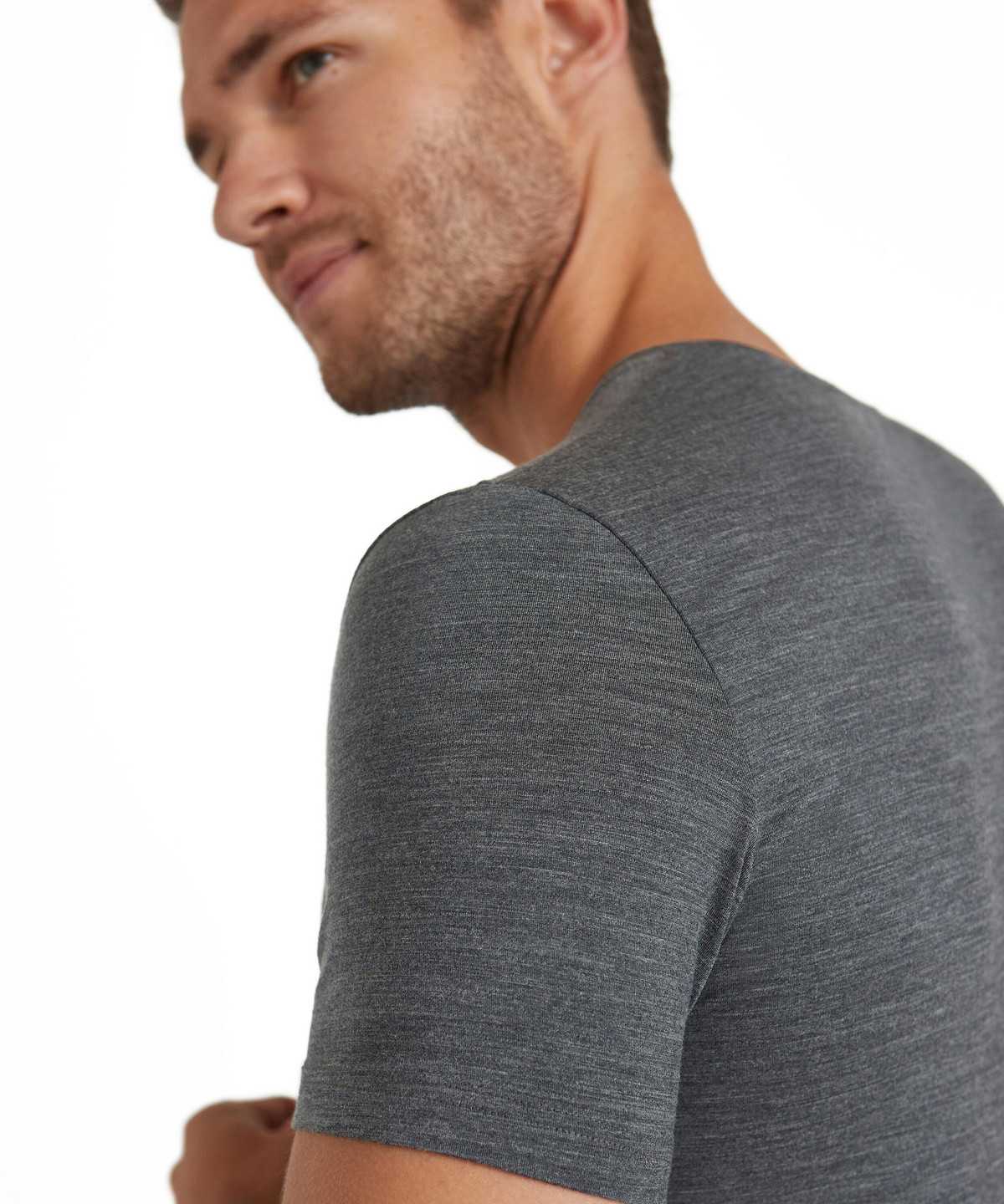 Grey Falke T-Shirt V-neck Daily ClimaWool Men Short Sleeve Shirts | 943-KZCLAM