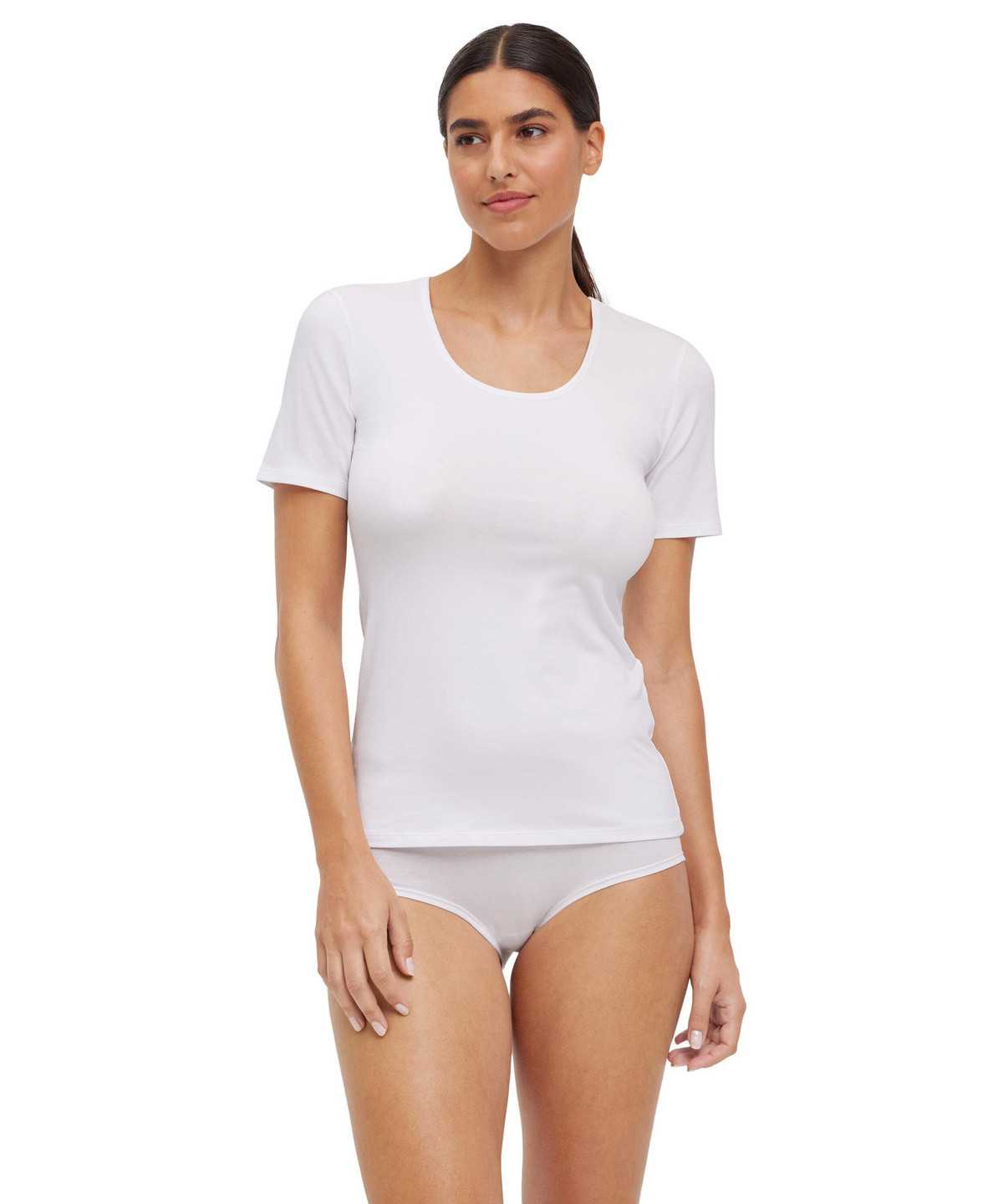 White Falke 2-Pack T-Shirt Round-neck Daily Comfort Women Shirts | 840-MIDEZA