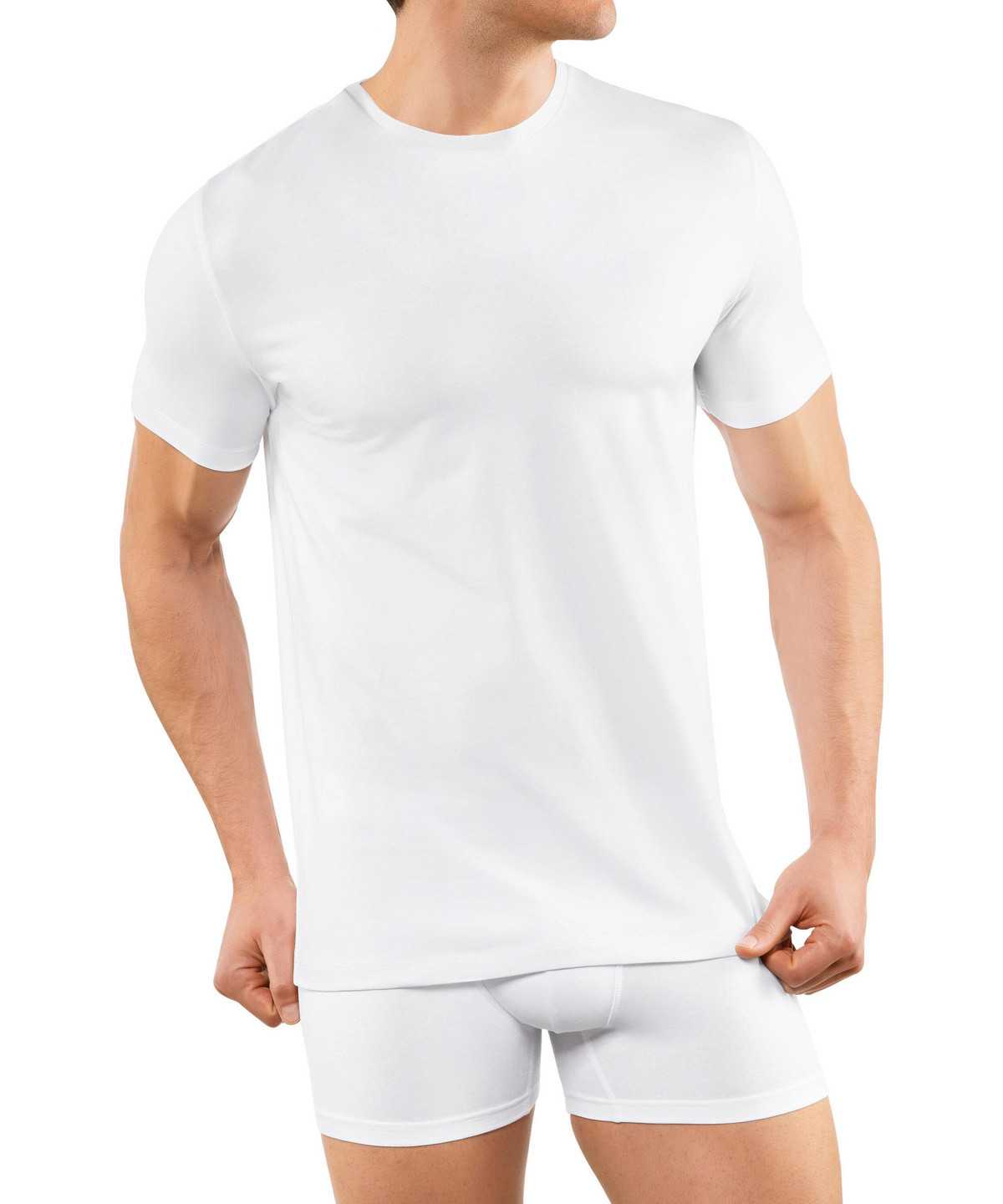 White Falke 2-Pack T-Shirt Round-neck Daily Comfort Men Short Sleeve Shirts | 169-KZTMYG