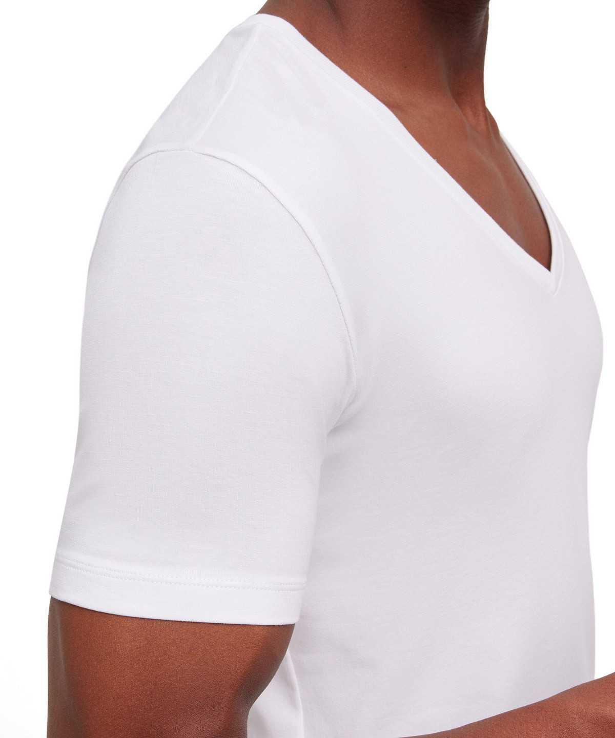 White Falke 2-Pack T-Shirt V-neck Daily Comfort Men Short Sleeve Shirts | 546-AKSTIY