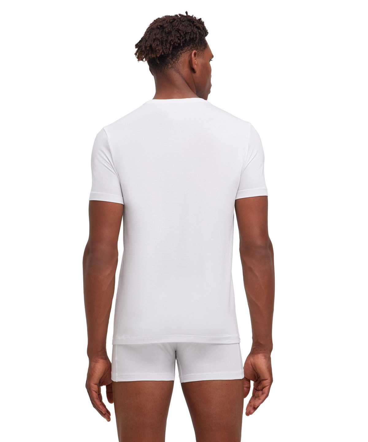 White Falke 2-Pack T-Shirt V-neck Daily Comfort Men Short Sleeve Shirts | 358-HCAVNT