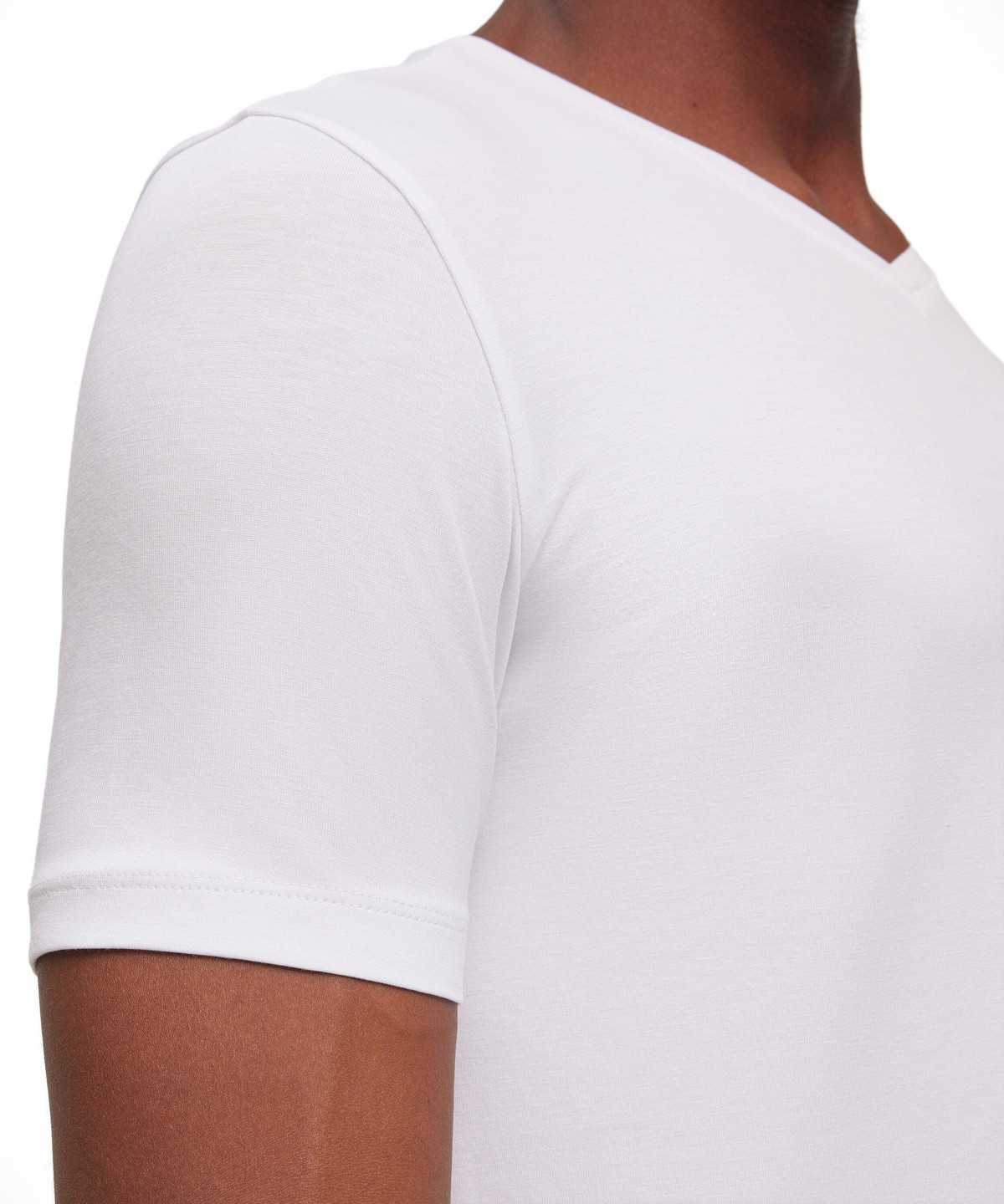 White Falke 2-Pack T-Shirt V-neck Daily Comfort Men Short Sleeve Shirts | 358-HCAVNT