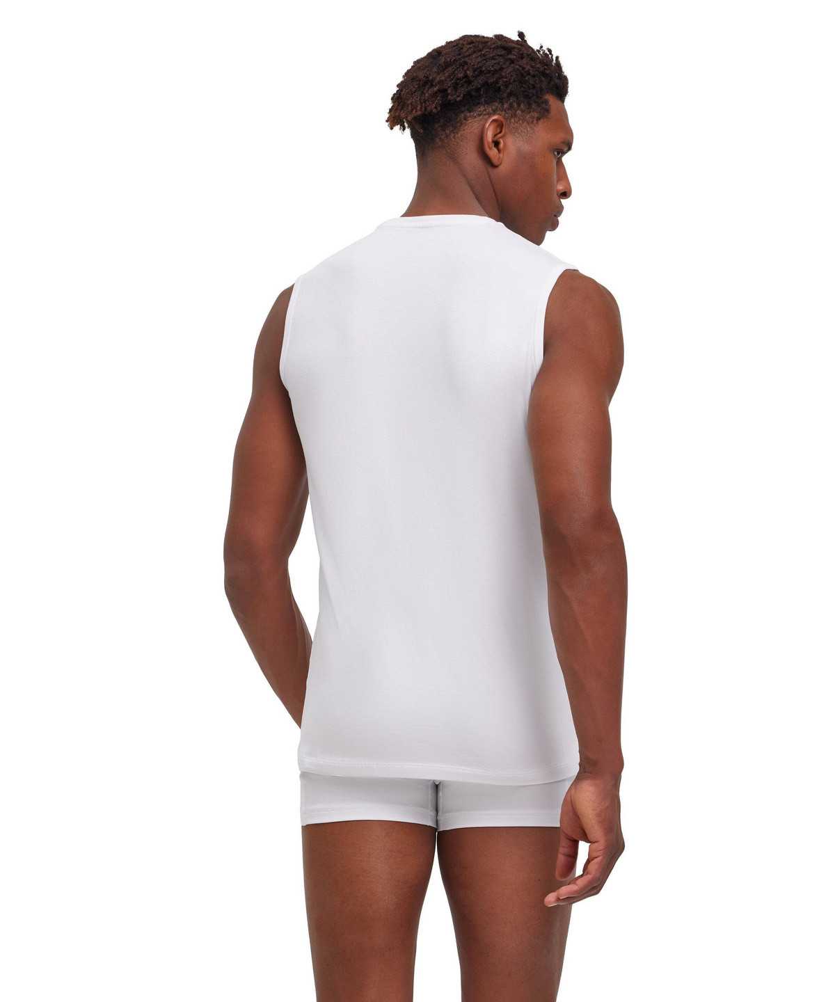 White Falke 2-Pack Top Round-neck Daily Comfort Men Vest | 921-OXTMHJ