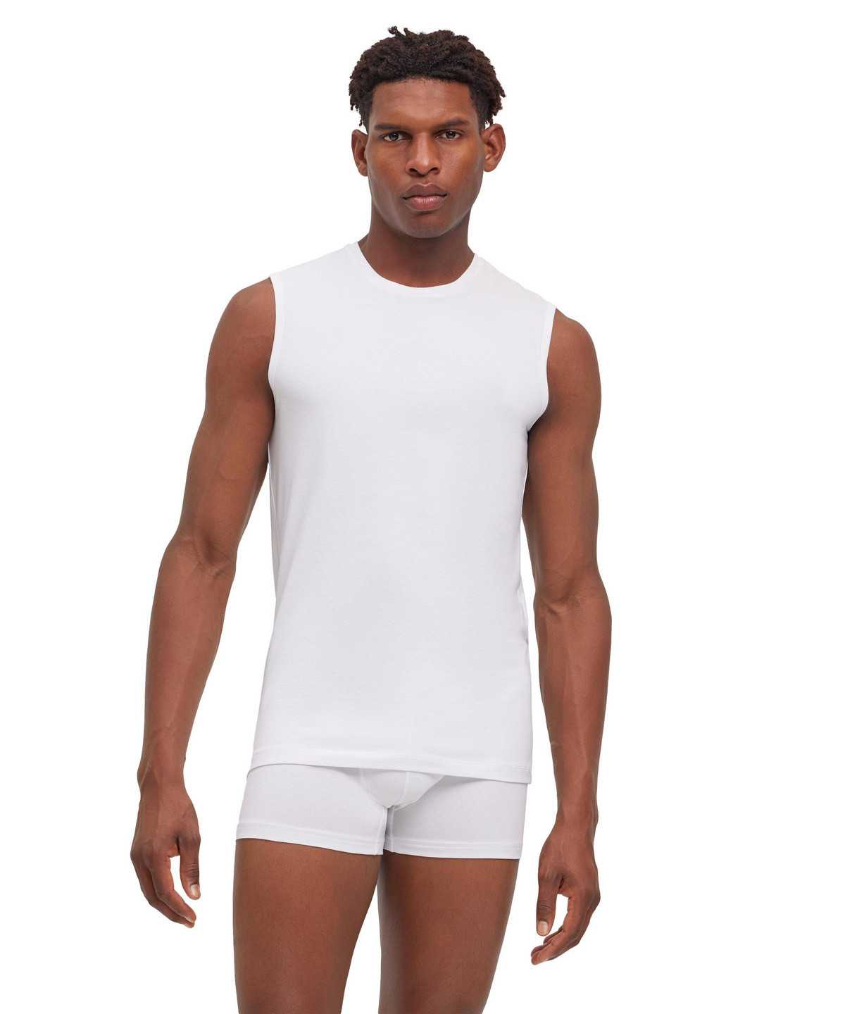 White Falke 2-Pack Top Round-neck Daily Comfort Men Vest | 921-OXTMHJ