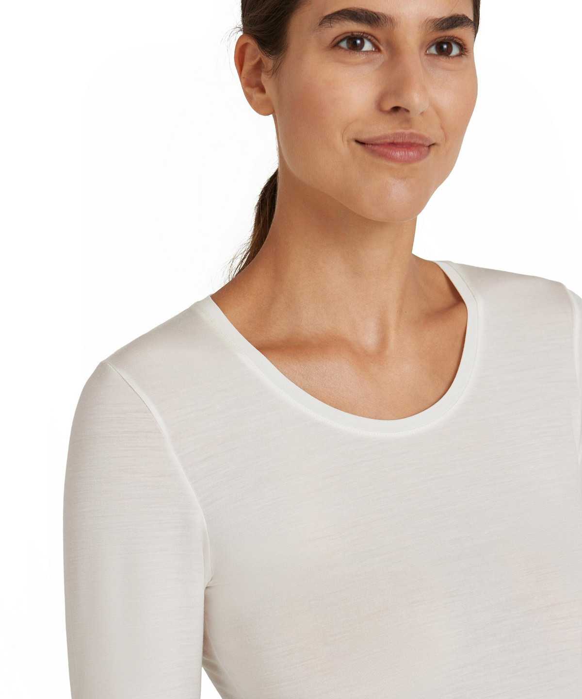 White Falke Long sleeve shirt Round-neck Daily ClimaWool Women Shirts | 593-FMXLAW