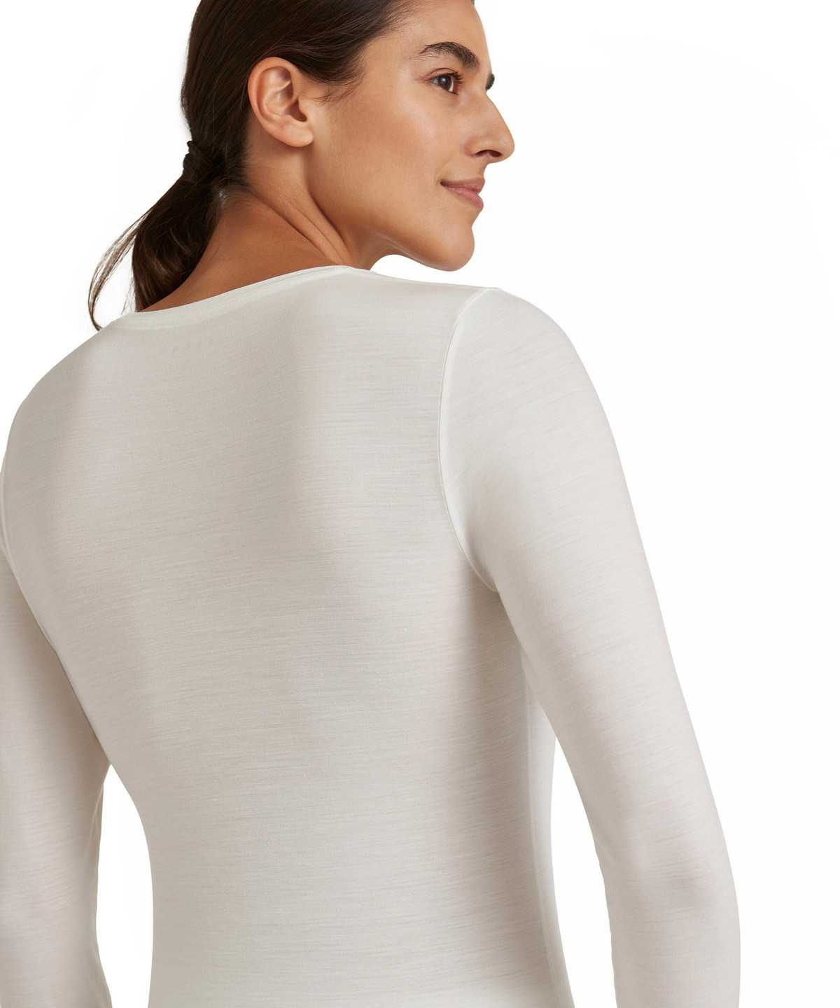 White Falke Long sleeve shirt Round-neck Daily ClimaWool Women Shirts | 593-FMXLAW