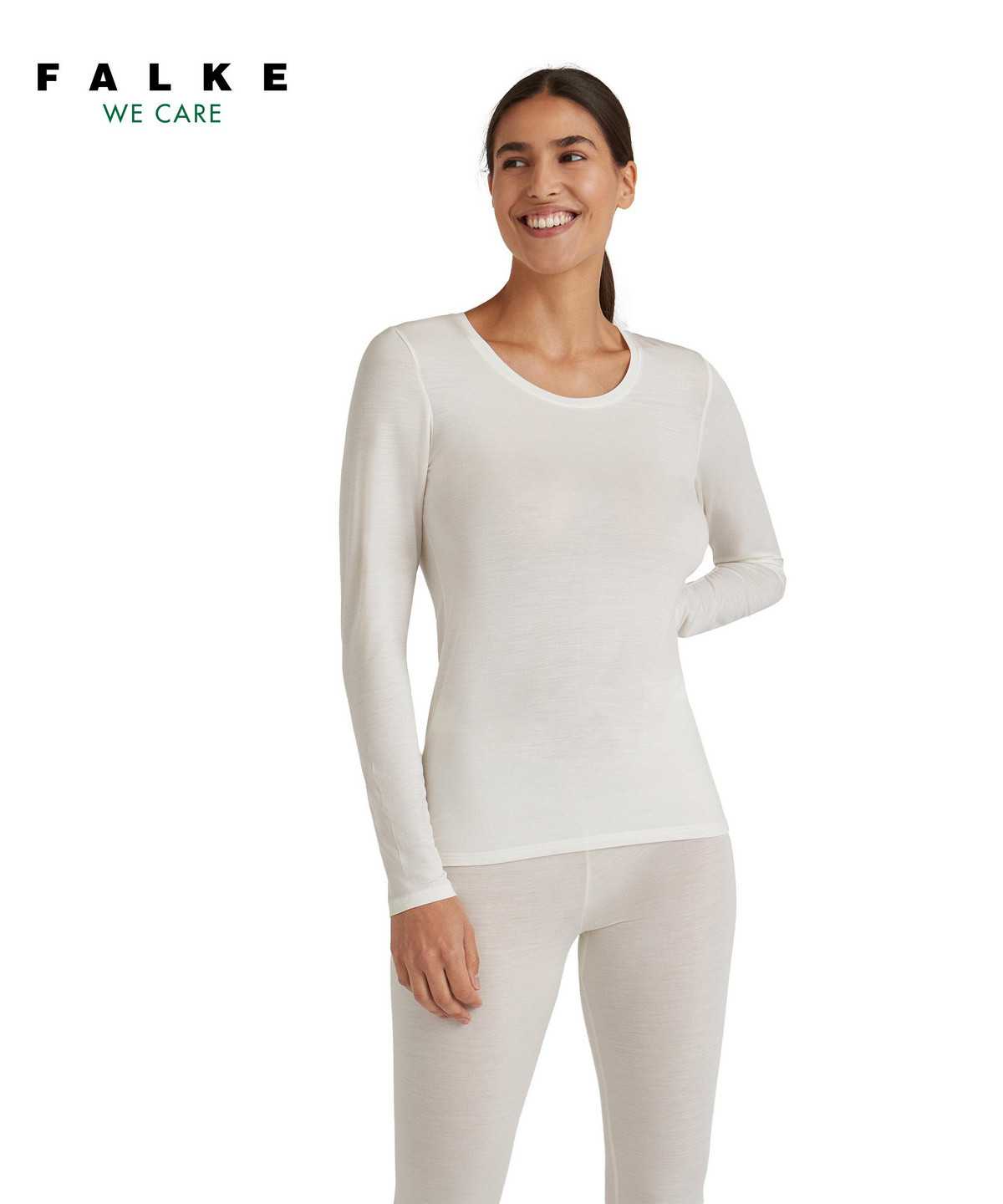 White Falke Long sleeve shirt Round-neck Daily ClimaWool Women Shirts | 593-FMXLAW