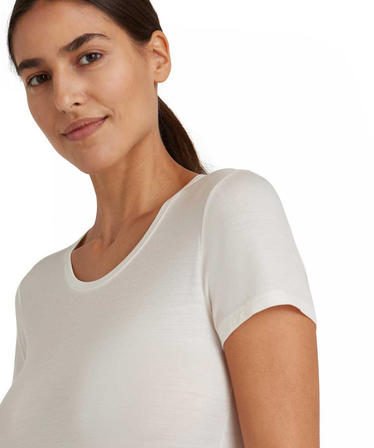 White Falke T-Shirt Round-neck Daily ClimaWool Women Shirts | 430-LRVSBH