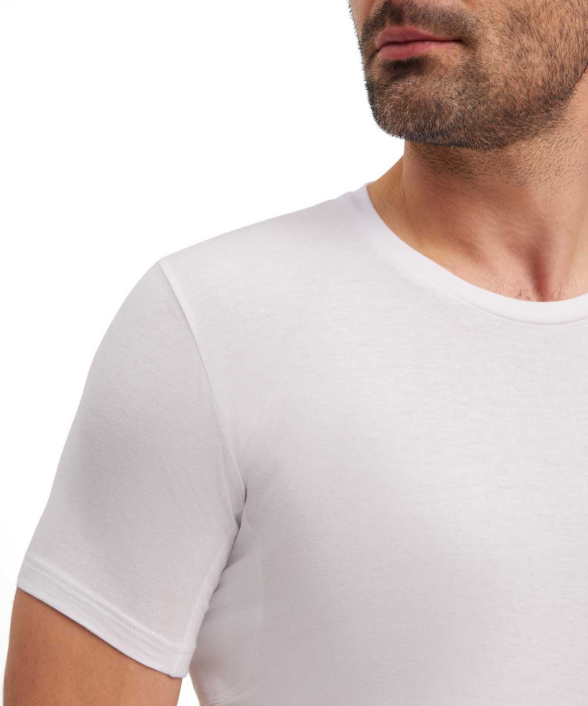 White Falke T-Shirt Round-neck Daily Climate Control Men Short Sleeve Shirts | 350-RPOXVF