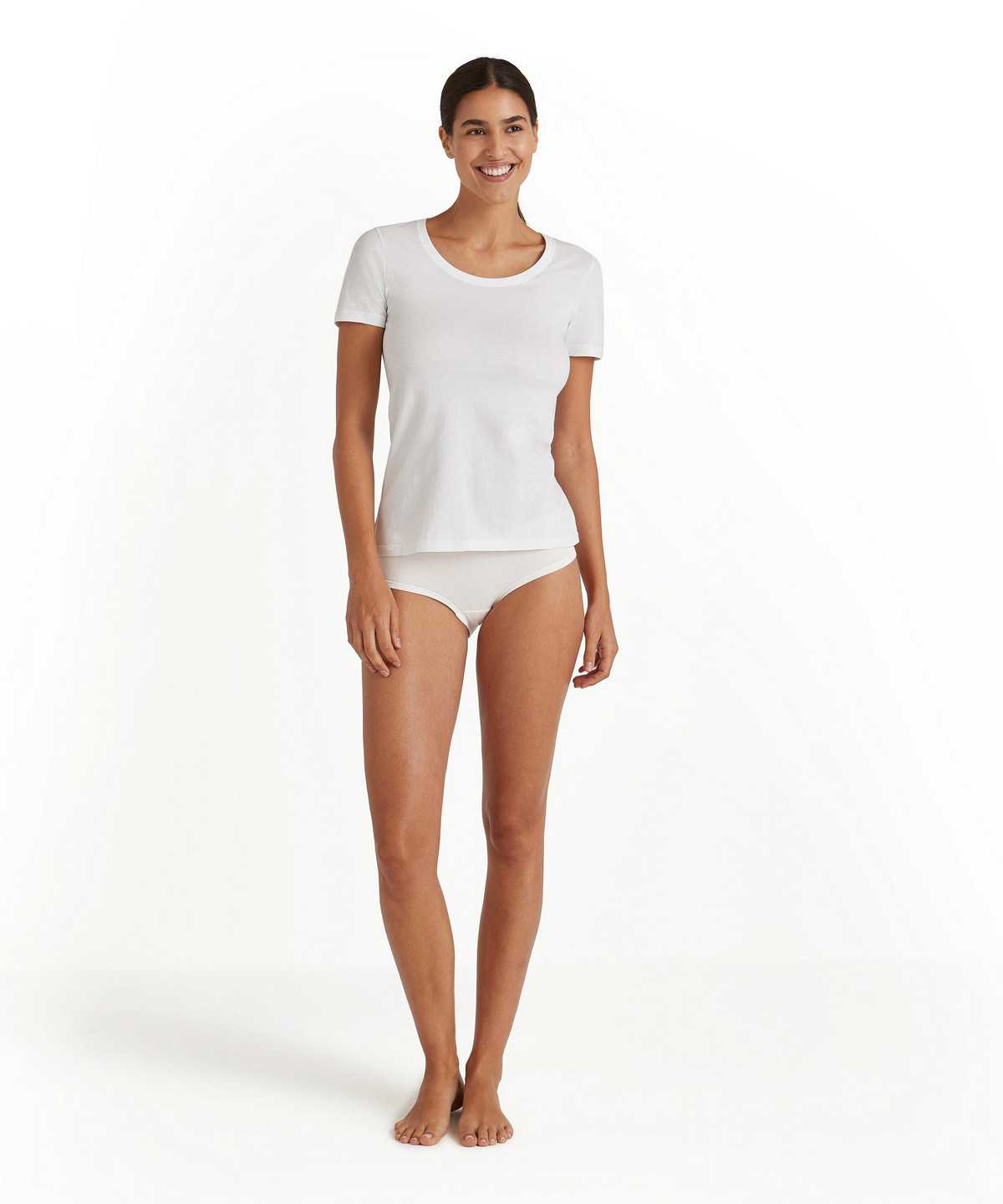 White Falke T-Shirt Round-neck Daily Natural Women Shirts | 307-GREKDY