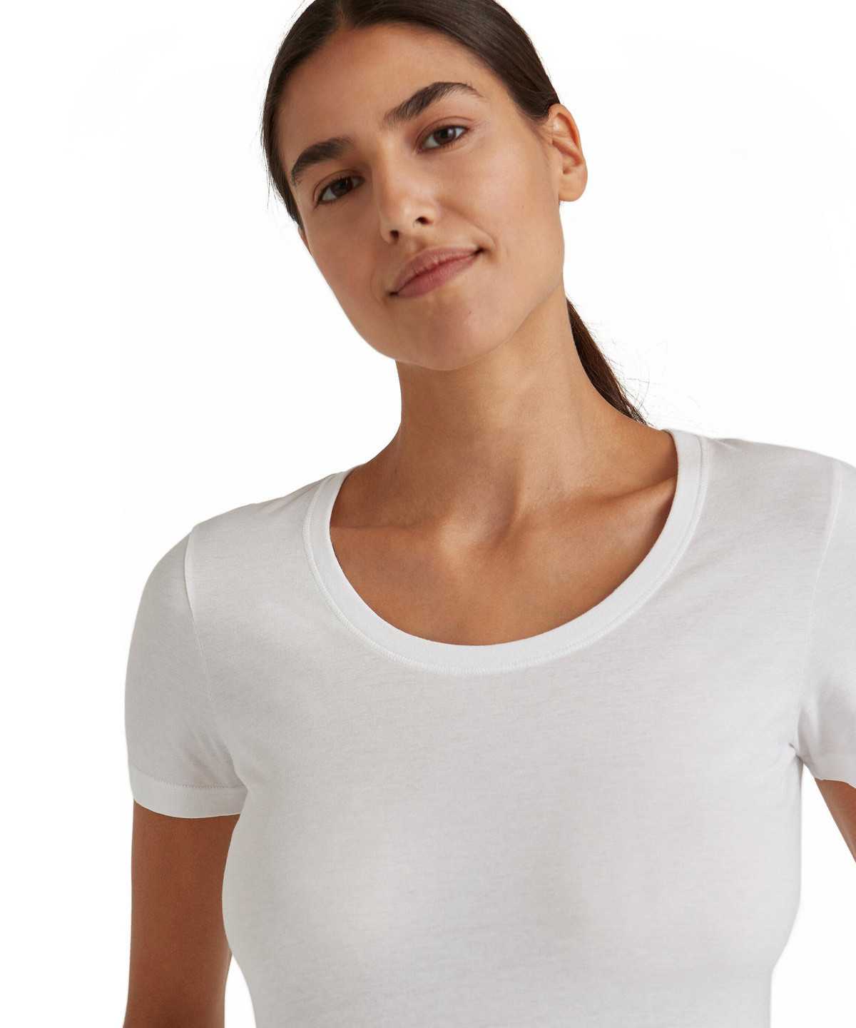 White Falke T-Shirt Round-neck Daily Natural Women Shirts | 307-GREKDY