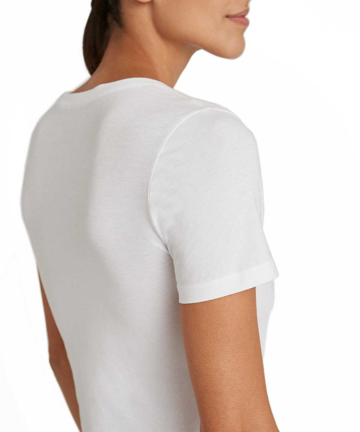 White Falke T-Shirt Round-neck Daily Natural Women Shirts | 307-GREKDY