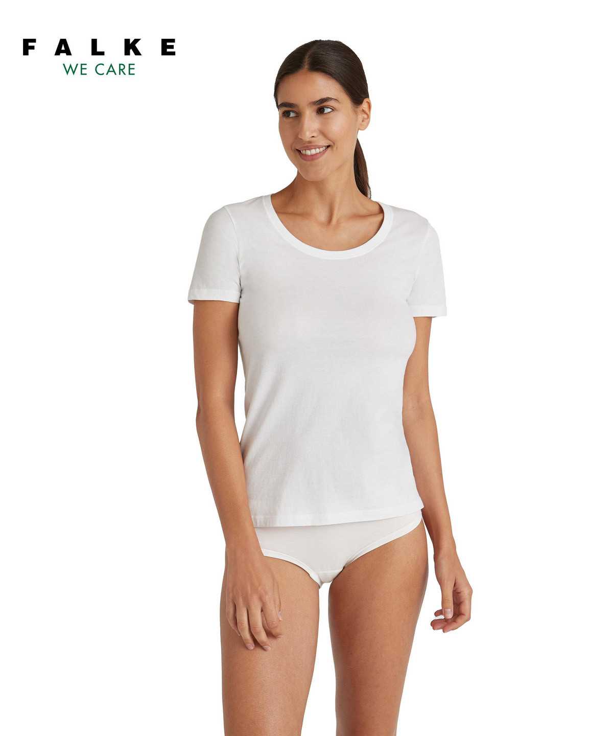 White Falke T-Shirt Round-neck Daily Natural Women Shirts | 307-GREKDY