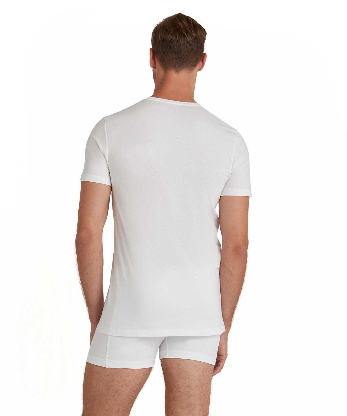 White Falke T-Shirt Round-neck Daily Natural Men Short Sleeve Shirts | 146-HNCDVP