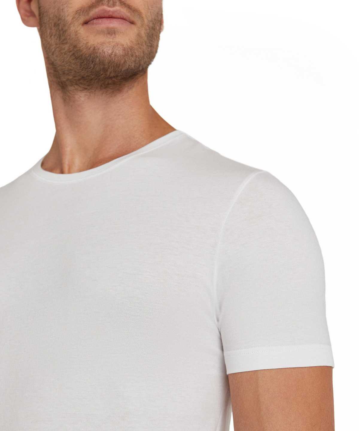 White Falke T-Shirt Round-neck Daily Natural Men Short Sleeve Shirts | 146-HNCDVP