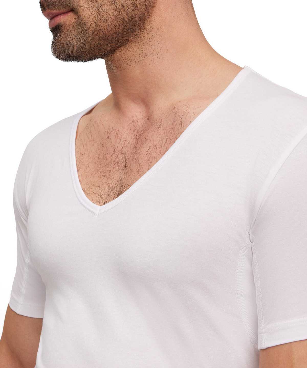 White Falke T-Shirt V-neck Daily Climate Control Men Short Sleeve Shirts | 742-JWEHQC