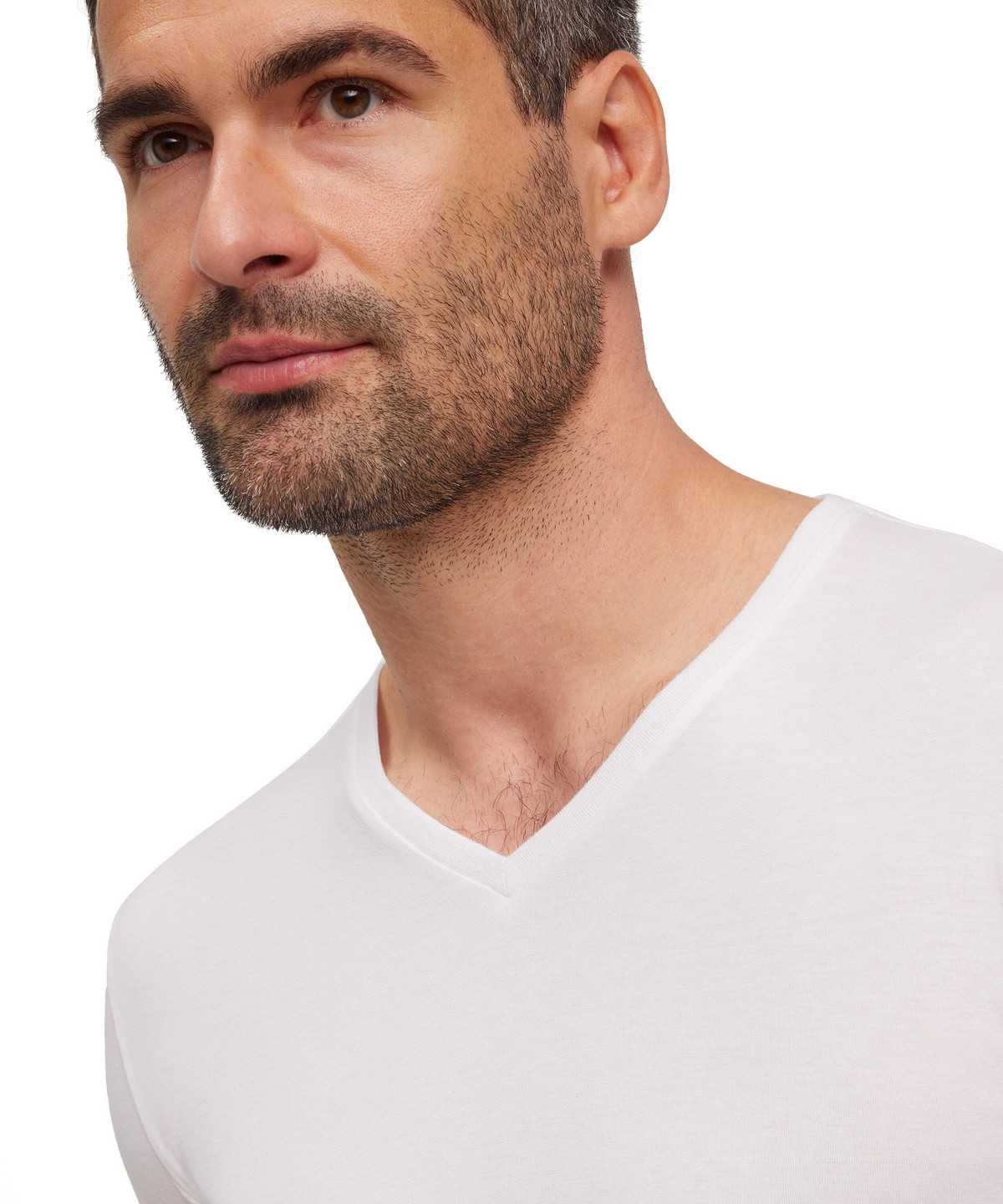 White Falke T-Shirt V-neck Daily Climate Control Men Short Sleeve Shirts | 602-HXUAYW